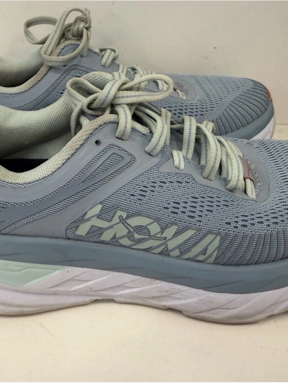 Hoka One One Women's Pale Blue Mesh Athletic Sneakers size 6.5